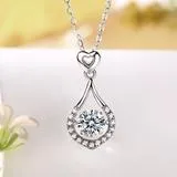 1 Carat Moissanite Diamond Dancing Stone Tear Drop Necklace 925 Sterling Silver MXFN8136