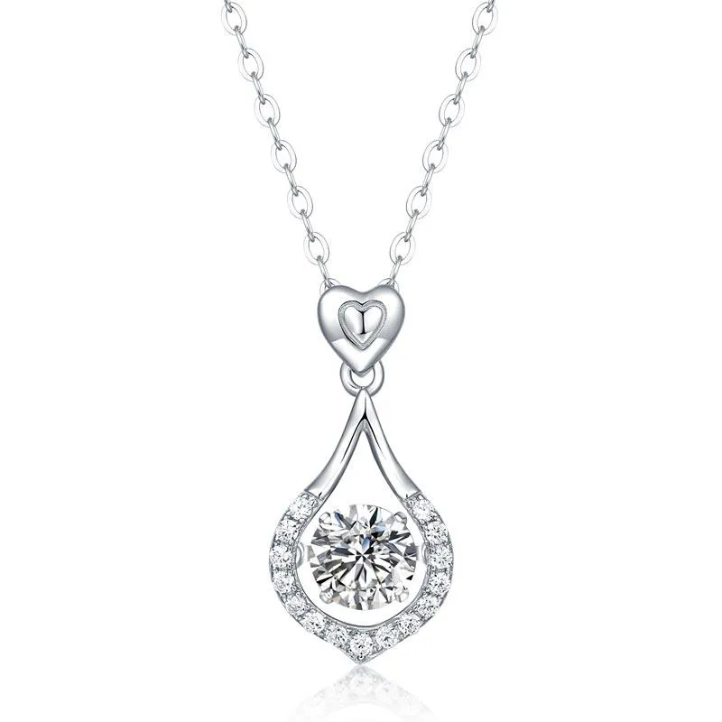 1 Carat Moissanite Diamond Dancing Stone Tear Drop Necklace 925 Sterling Silver MXFN8136