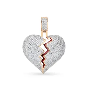 10K Yellow Gold Broken Heart Pendant With 1.40CT Diamonds