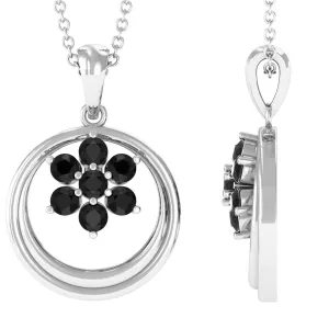 1/4 CT Minimal Black Spinel Cluster Open Circle Pendant