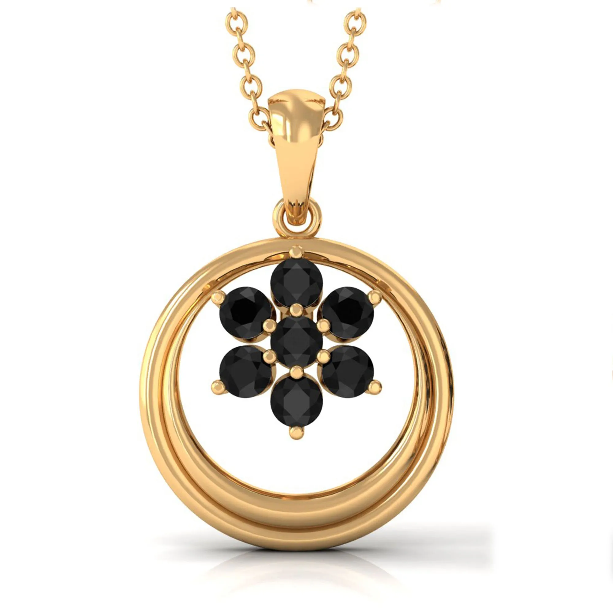 1/4 CT Minimal Black Spinel Cluster Open Circle Pendant