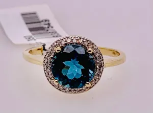 14K London Blue Topaz and Diamond Ring