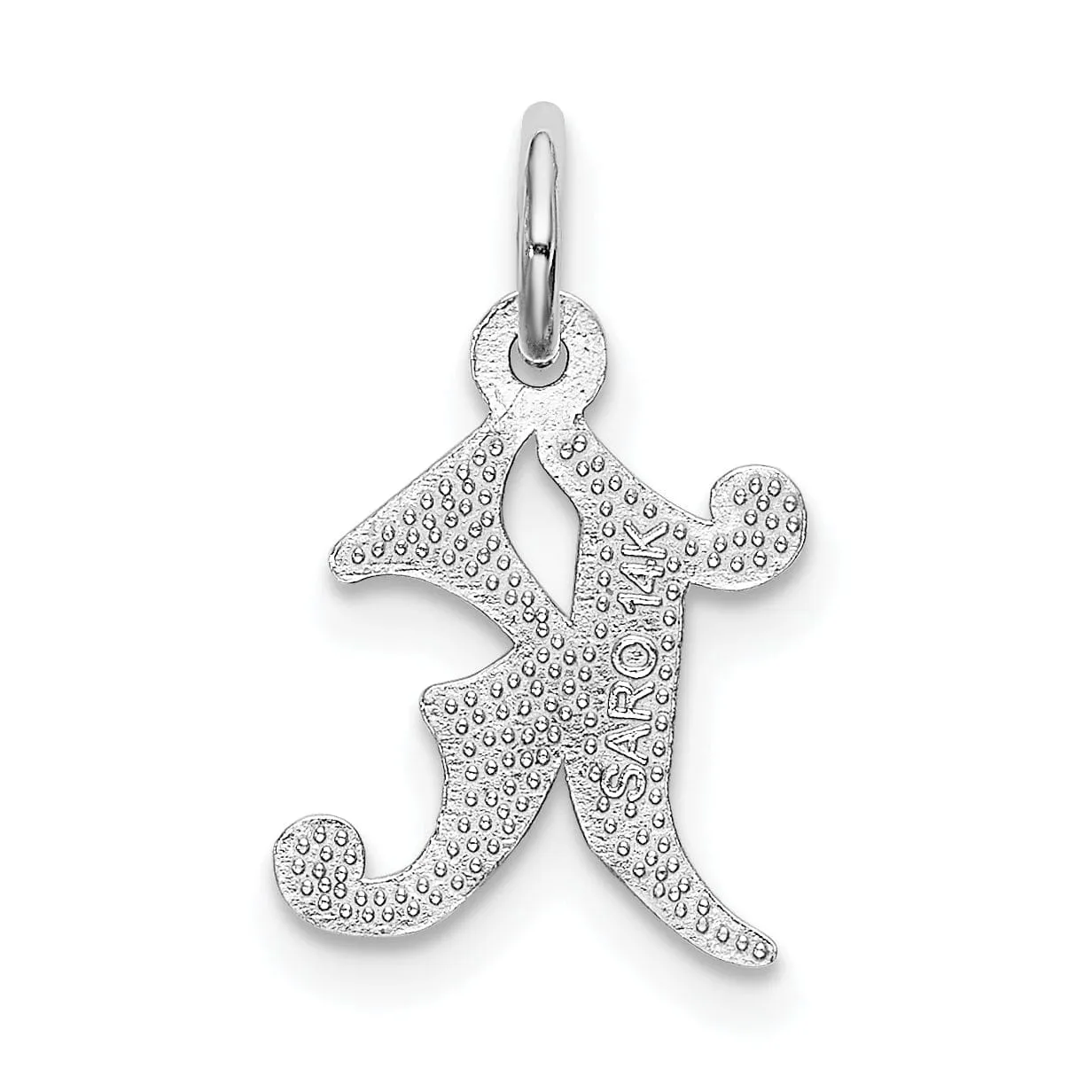 14k White Gold  Small Script Design Letter K Initial Charm Pendant