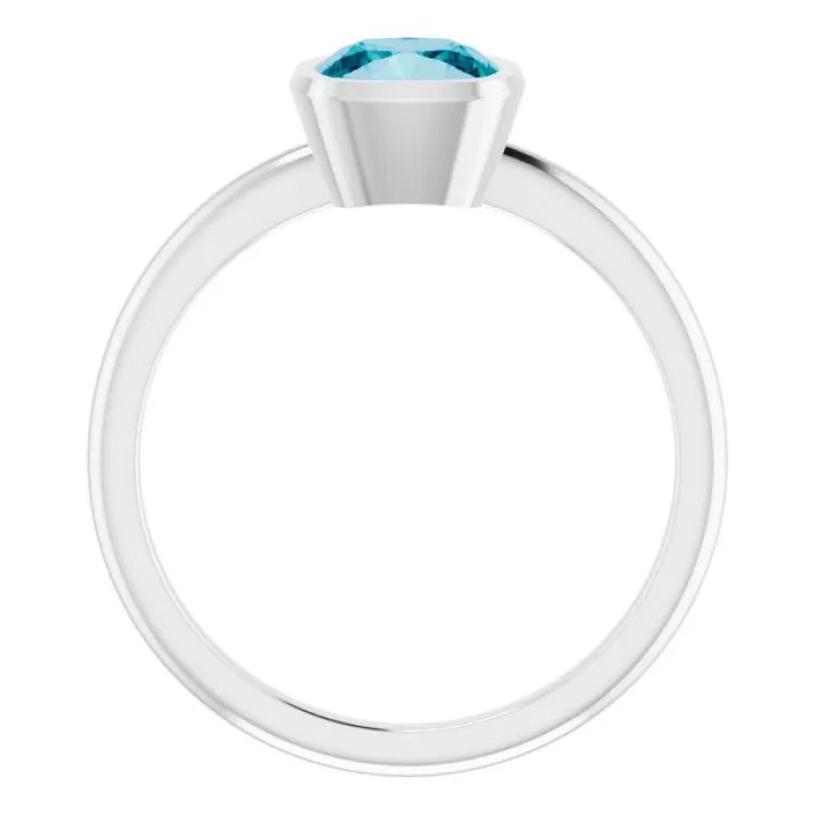 14K White Natural London Blue Topaz Ring