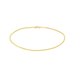 14K Yellow Gold 2.00mm Serpentine Chain with Lobster Lock Anklet