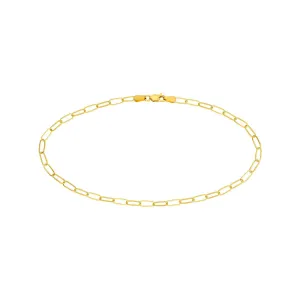 14K Yellow Gold 3.00mm Paper Clip Chain with Lobster Lock Anklet