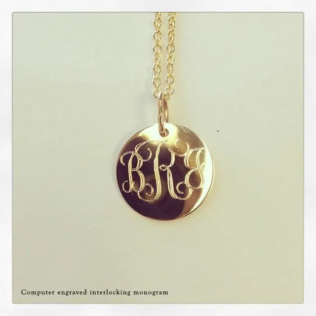 14kt Gold Disc Pendant 12mm