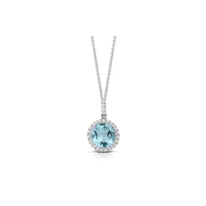 18kt White Gold Diamond Pendant with Sky Blue Topaz