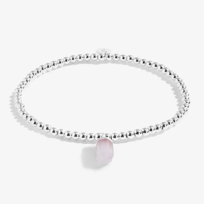 Affirmation Crystal A Little Love Rose Quartz Silver Stretch Bracelet 5258