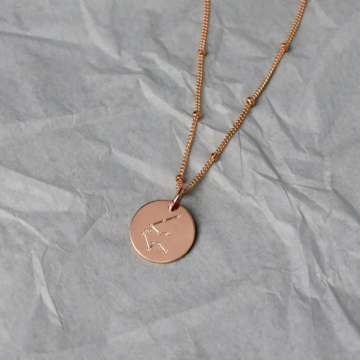 Aquarius Constellation Necklace with Monogram Engraving on Back