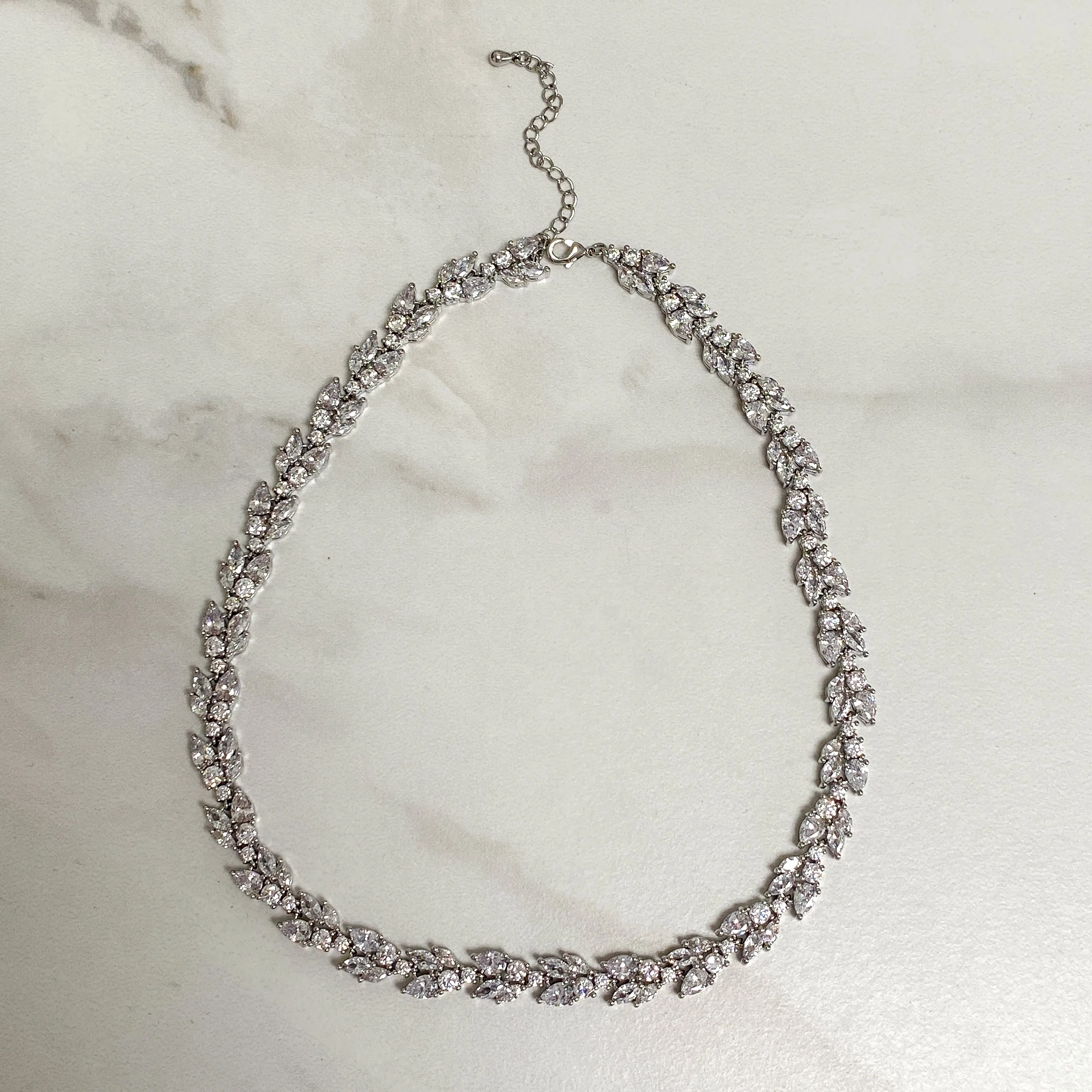 ARYA Crystal Petal Silver Necklace