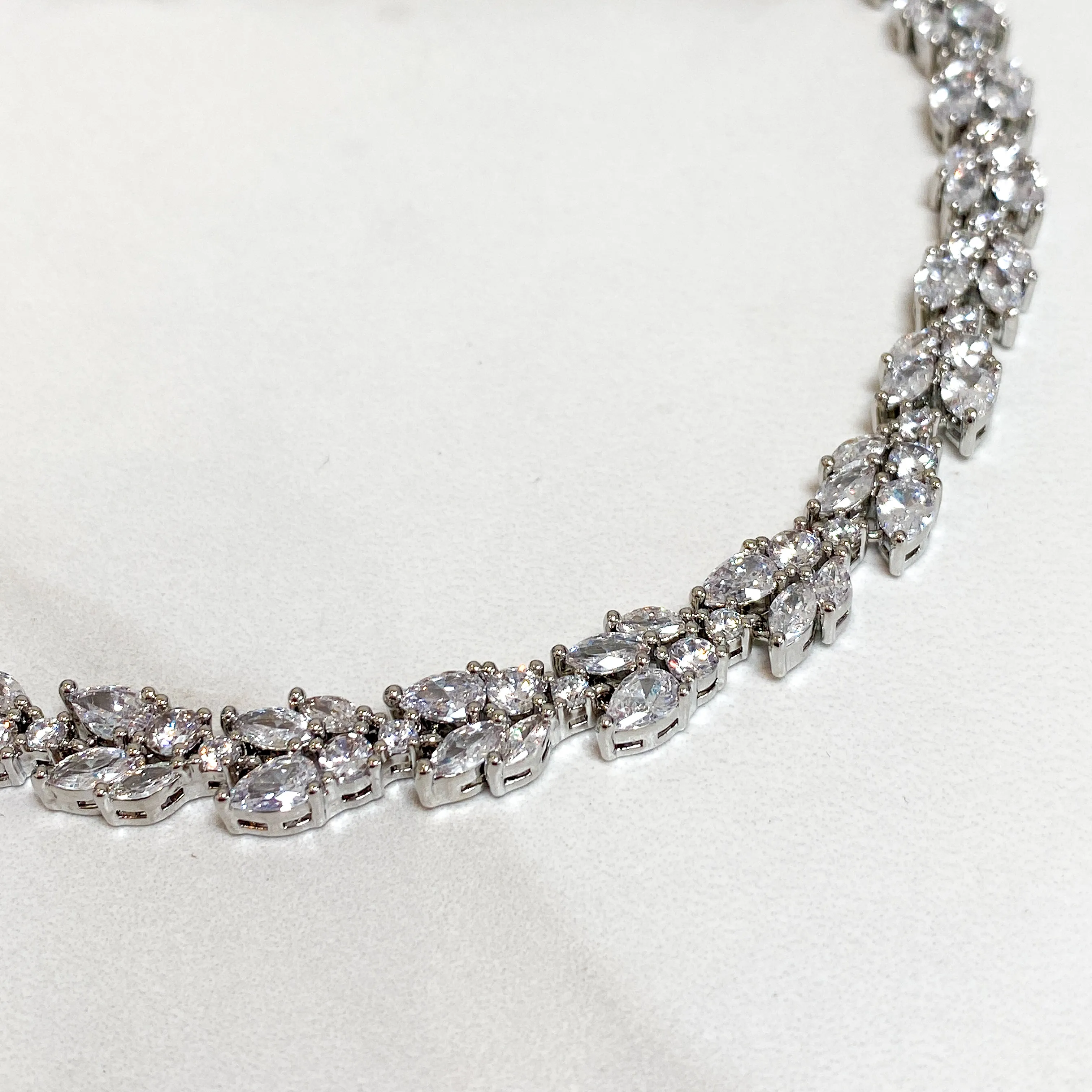 ARYA Crystal Petal Silver Necklace