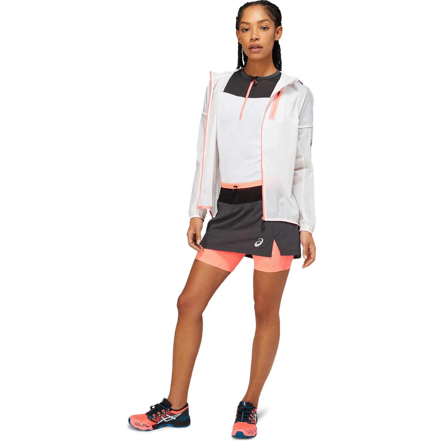 Asics Women&#x27;s Fujitrail Skort Graphite Grey/Blazing Coral | Buy Asics Women&#x27;s Fujitrail Skort Graphite Grey/Blazing Coral here | Outnorth