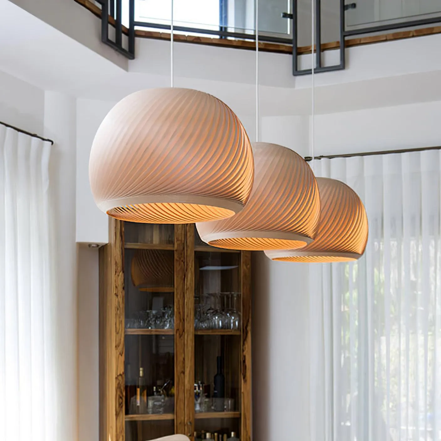 Aurora Whorl Wood Pendant Lamp