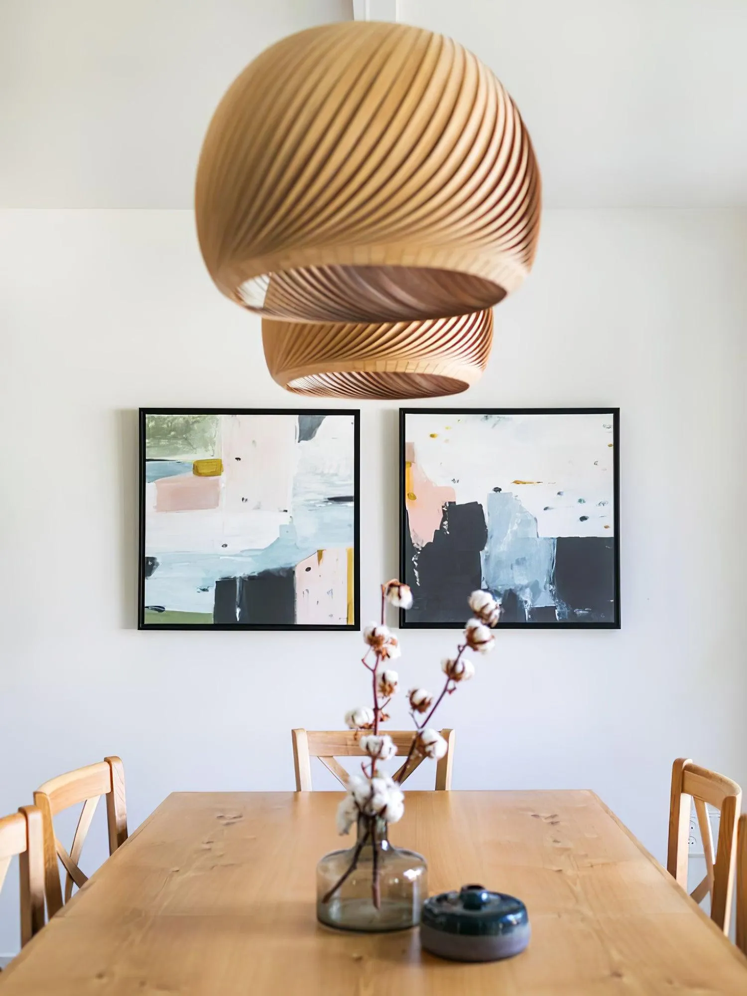 Aurora Whorl Wood Pendant Lamp