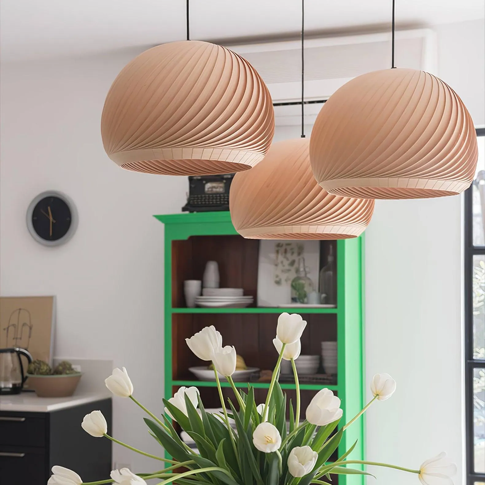 Aurora Whorl Wood Pendant Lamp