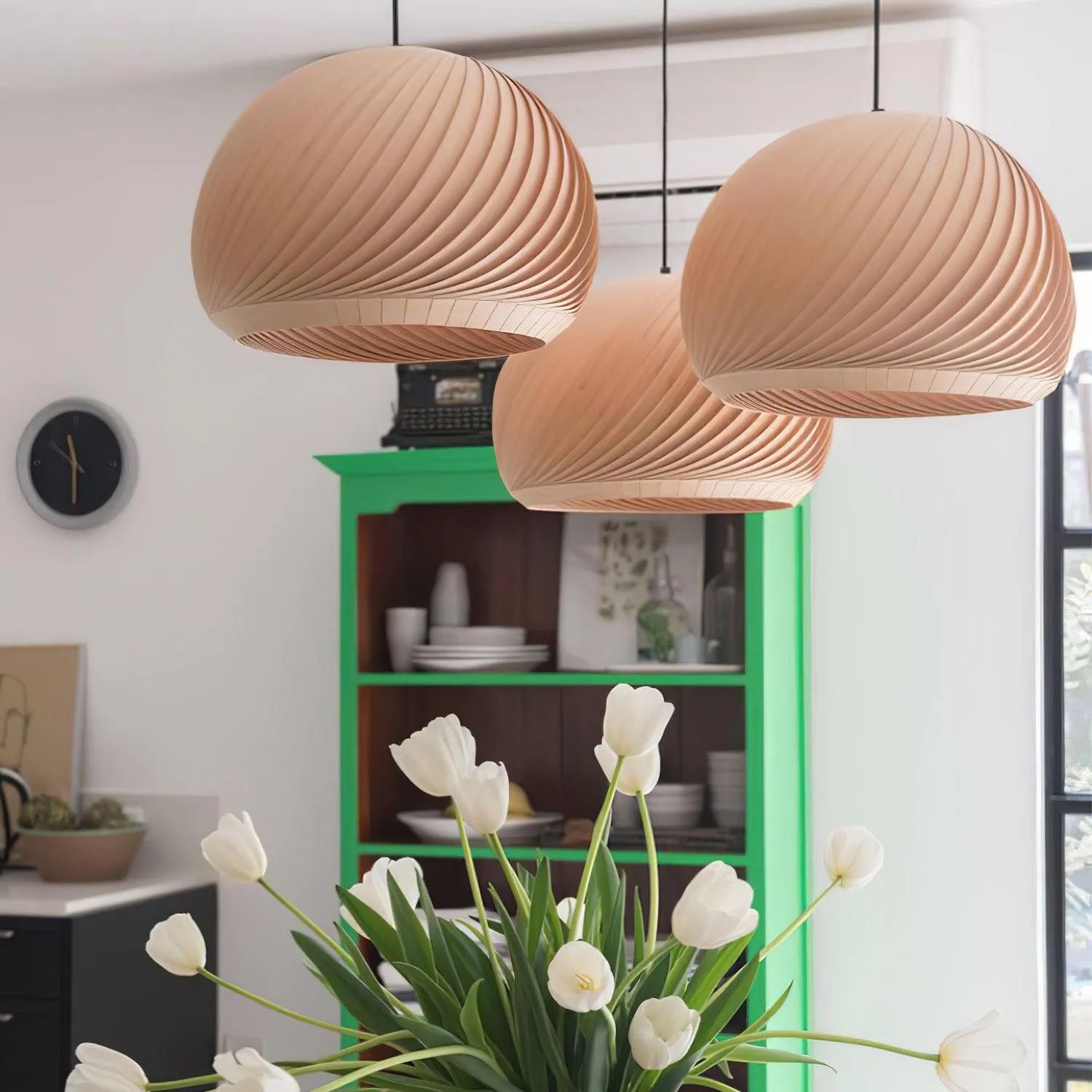 Aurora Whorl Wood Pendant Lamp