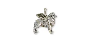 Australian Shepherd Angel Pendant Jewelry Sterling Silver Handmade Dog Pendant AU15-AP