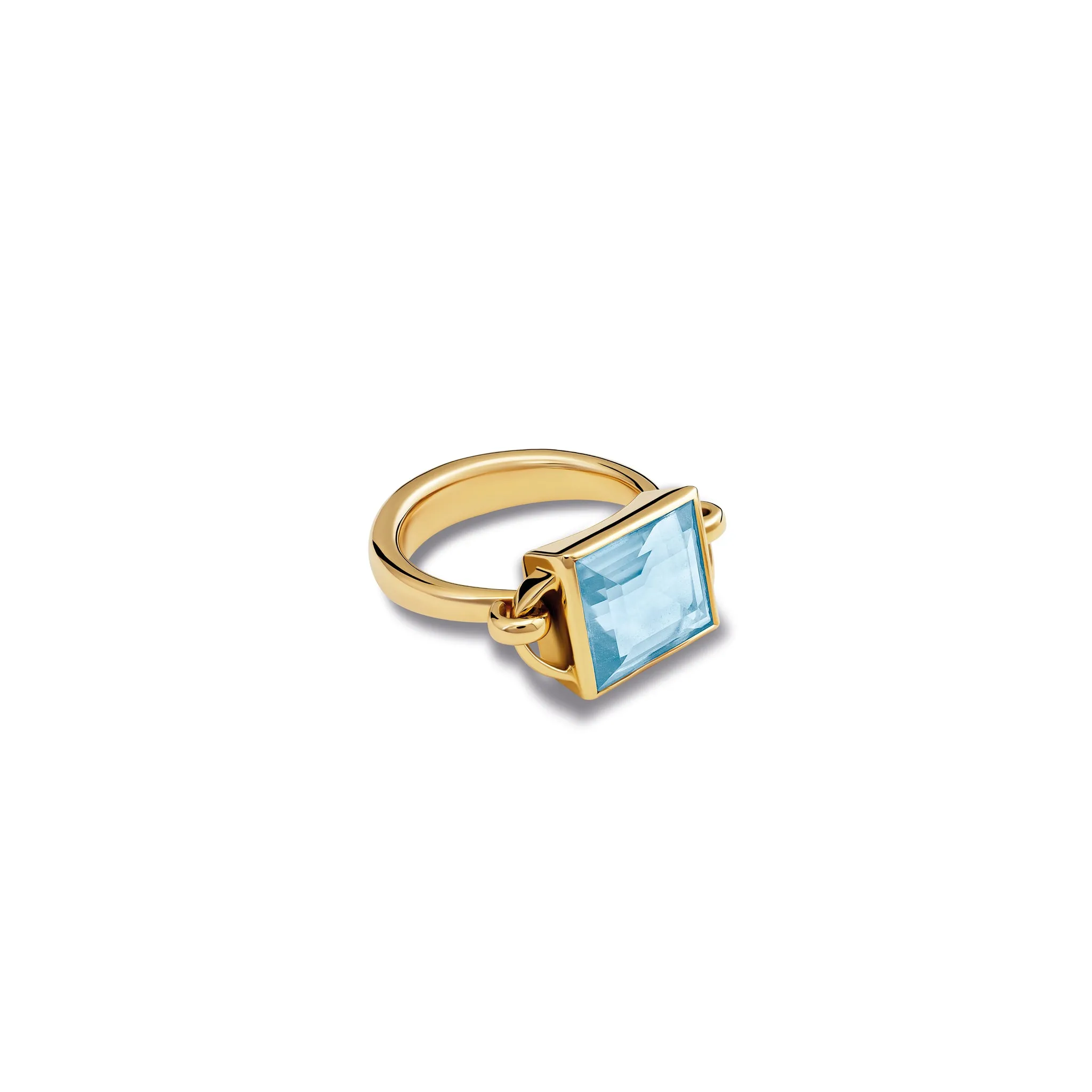 Baguette Ring Yellow Gold - Blue Topaz