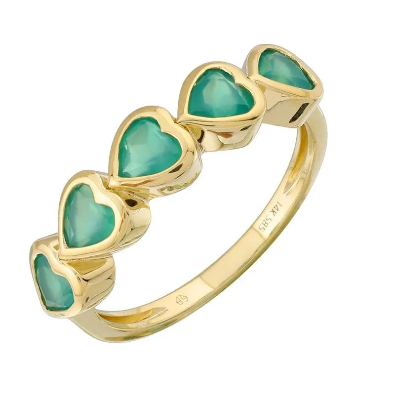 Bezel Gemstone Hearts Ring