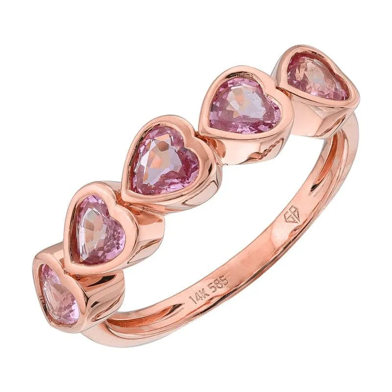 Bezel Gemstone Hearts Ring