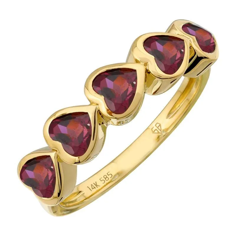 Bezel Gemstone Hearts Ring