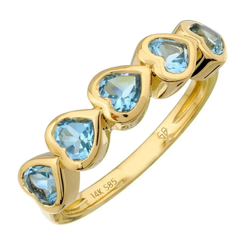 Bezel Gemstone Hearts Ring