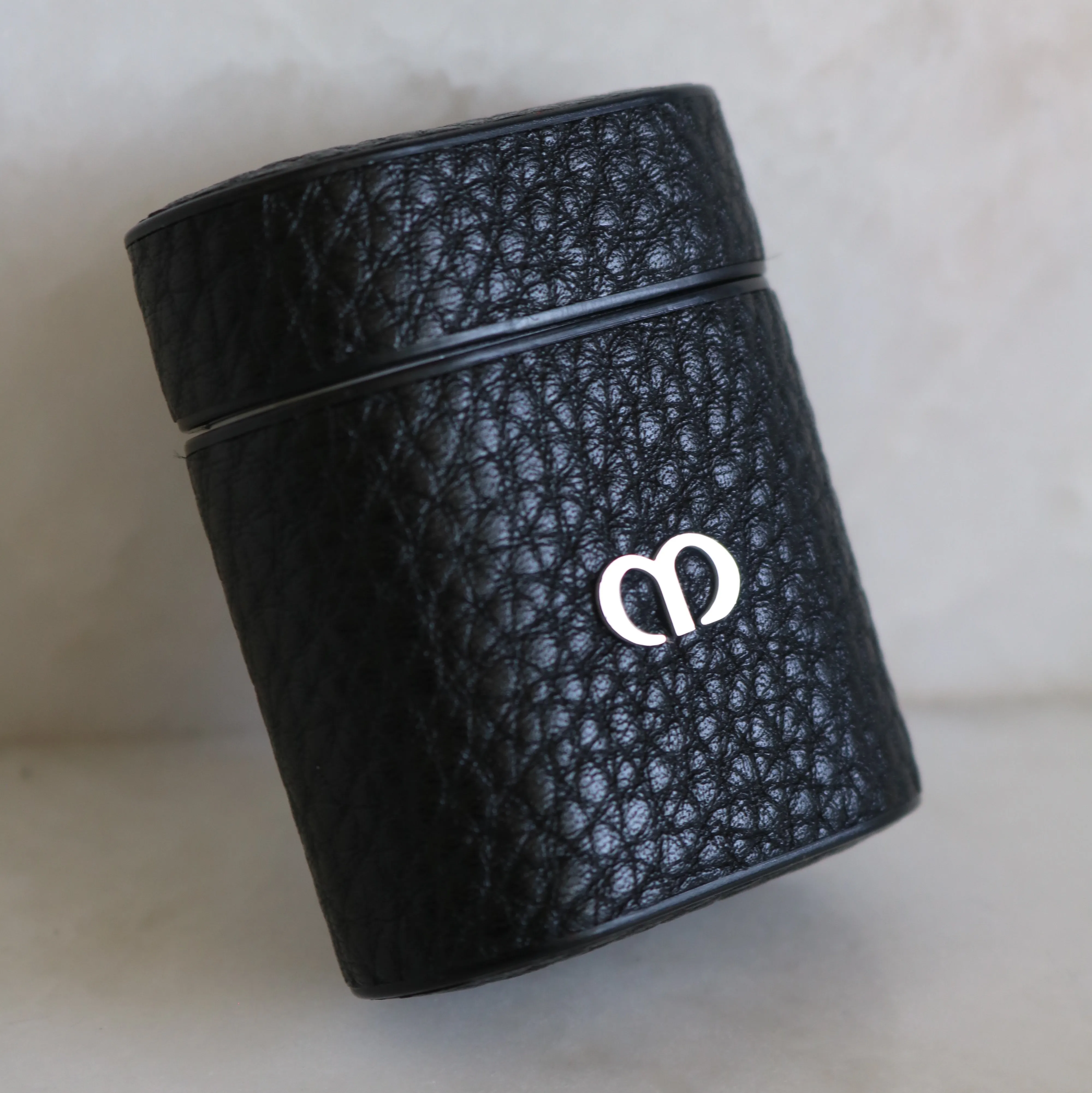 Black Pebbled Leather Airpods Case