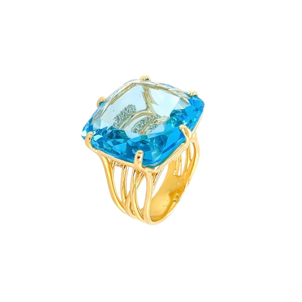 Blue & White Topaz Ring