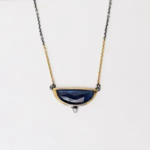 Blue Kyanite Small Crescent Fold Necklace