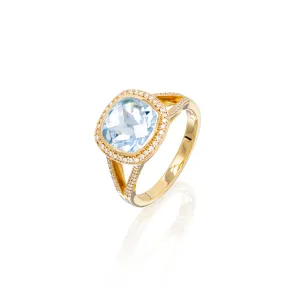 Blue Topaz and Diamond ring