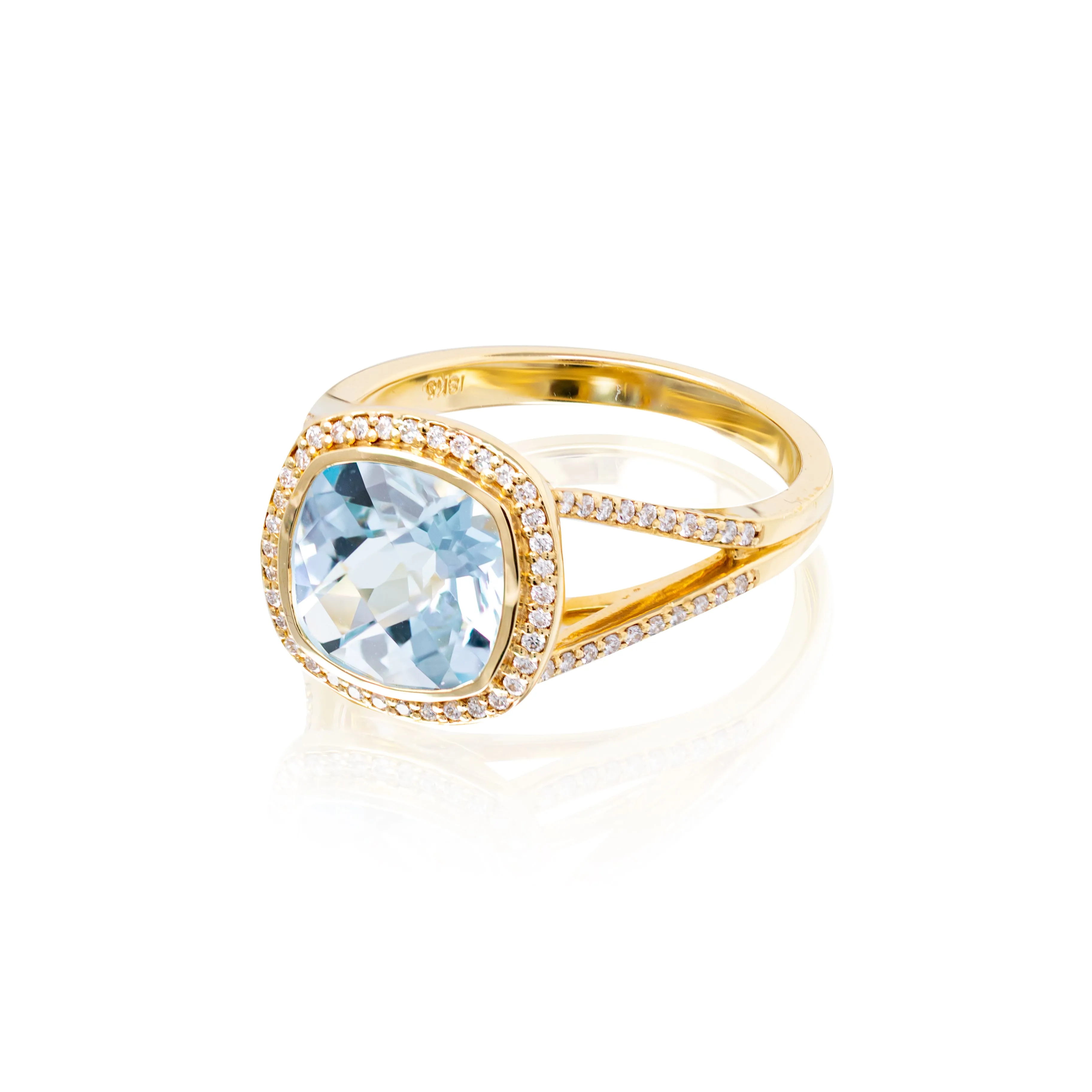 Blue Topaz and Diamond ring