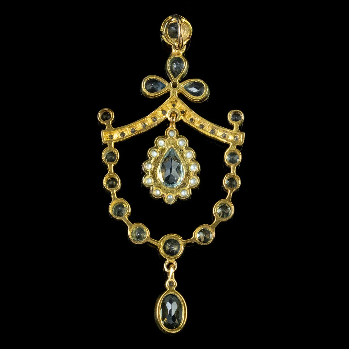 Blue Topaz Diamond Pearl Pendant Silver 18Ct Gold Gilt