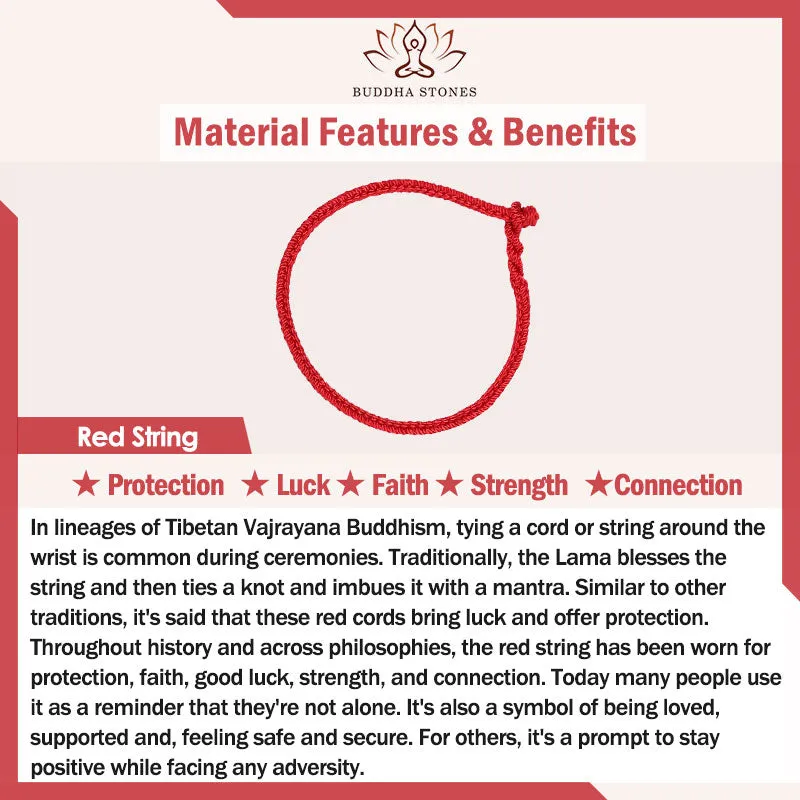 Buddha Stones 925 Sterling Silver Endless Knot Protection Luck Red String Bracelet Anklet