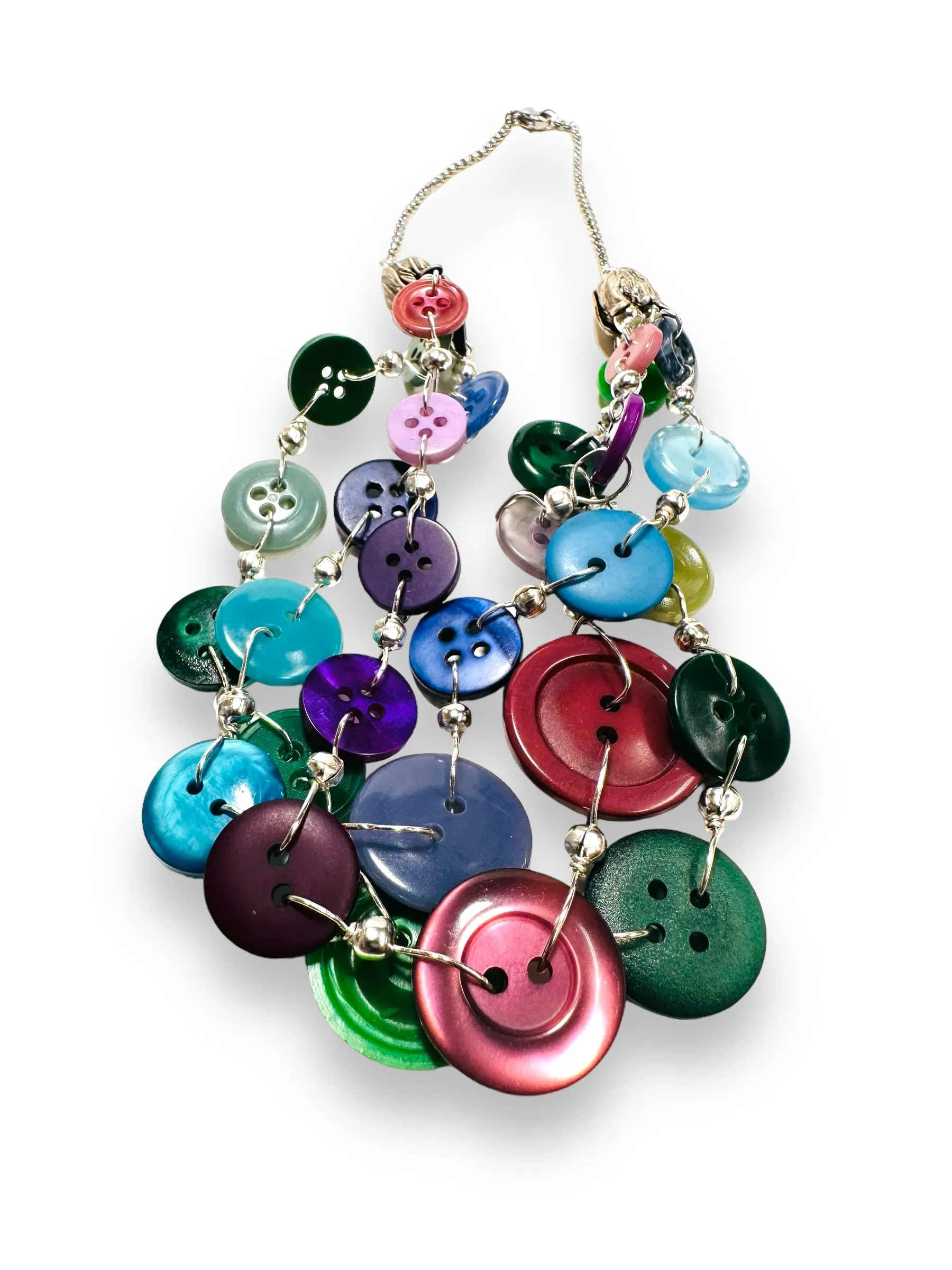 Button Necklace- Cool Tones