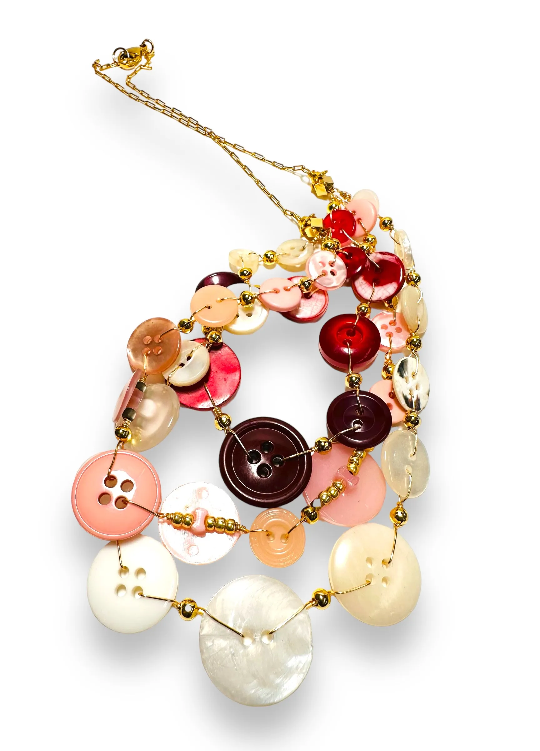 Button Necklace- Warm Tones