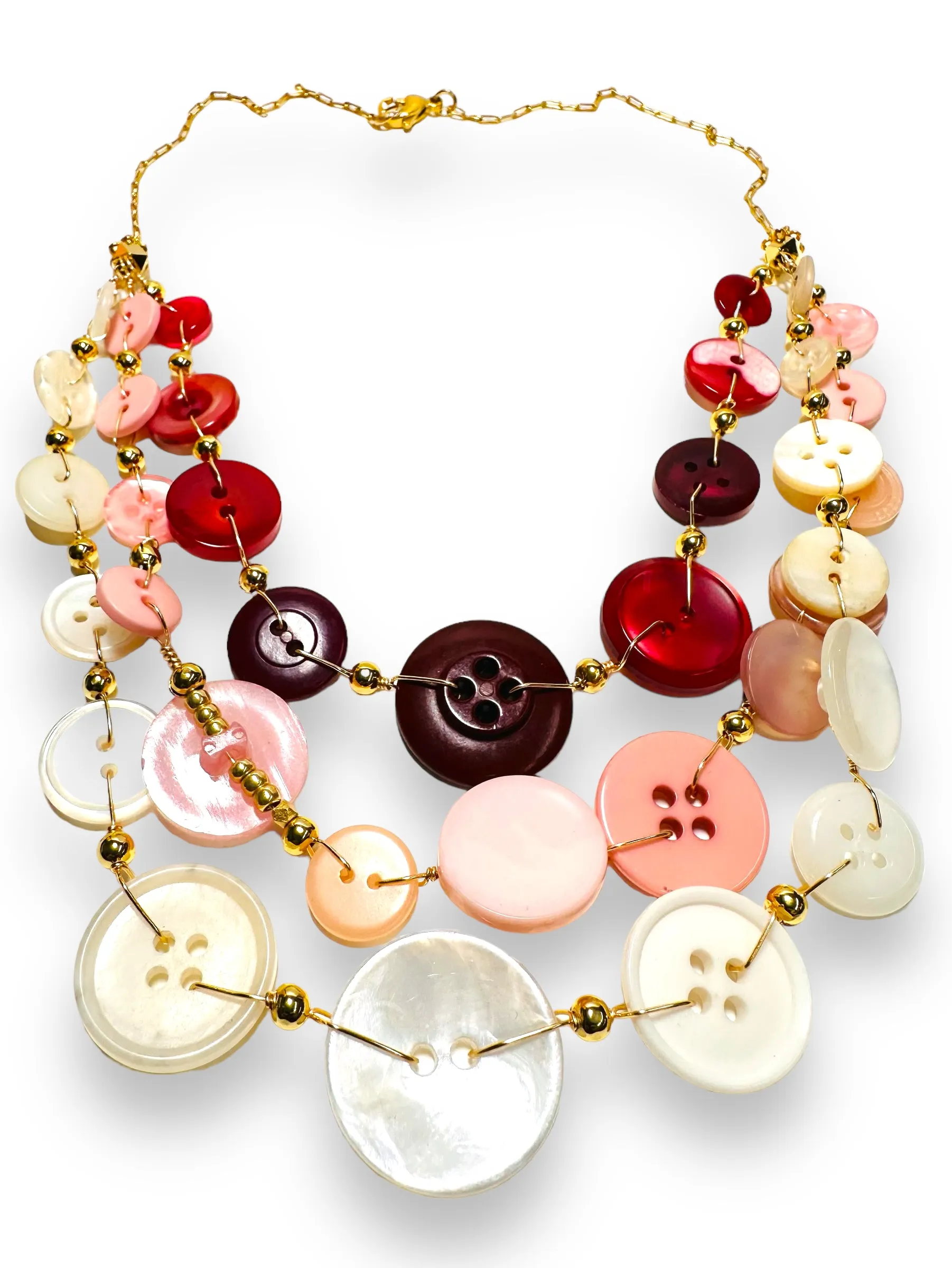 Button Necklace- Warm Tones