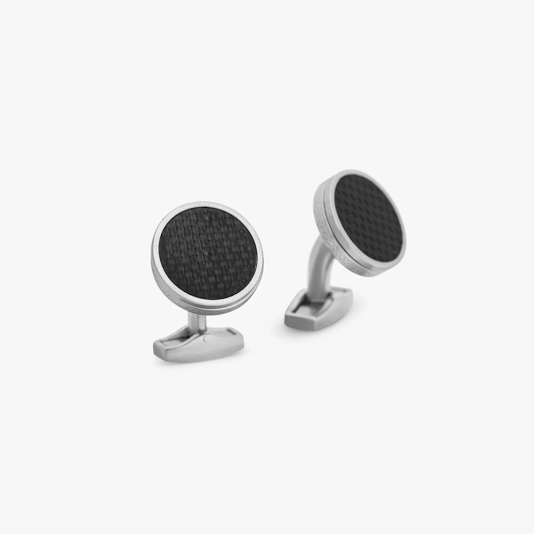 Carbon Twist Cufflinks In Black Carbon Fibre With Palladium Plated Steel 