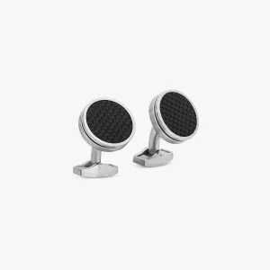 Carbon Twist Cufflinks In Black Carbon Fibre With Palladium Plated Steel 