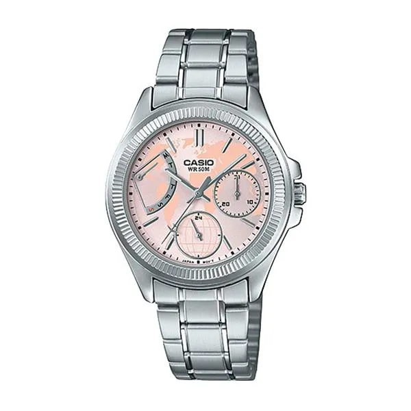 Casio Ladies' Multi-Hands Silver Stainless Steel Band Watch LTP2089D-4A LTP-2089D-4A