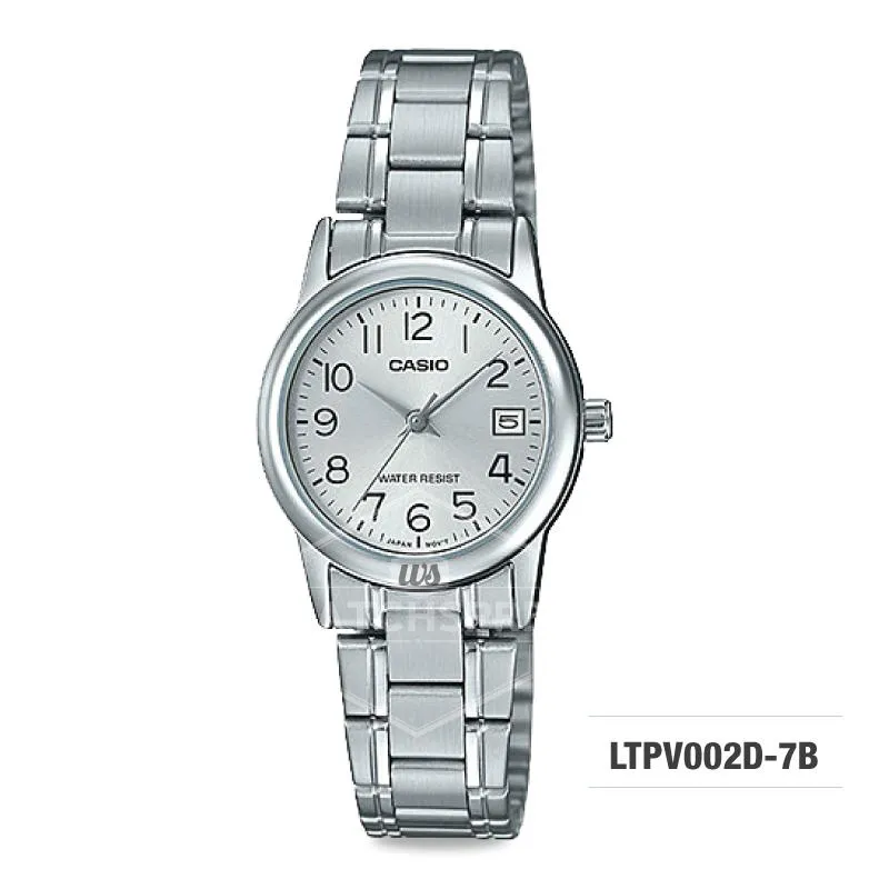 Casio Ladies' Standard Analog Silver Stainless Steel Band Watch LTPV002D-7B LTP-V002D-7B