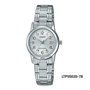 Casio Ladies' Standard Analog Silver Stainless Steel Band Watch LTPV002D-7B LTP-V002D-7B