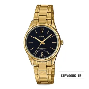 Casio Ladies's Standard Analog Gold Ion Plated Stainless Steel Band Watch LTPV005G-1B LTP-V005G-1B