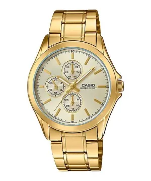 Casio Men's Standard Analog Gold Tone Stainless Steel Band Watch MTPV302G-9A MTP-V302G-9A