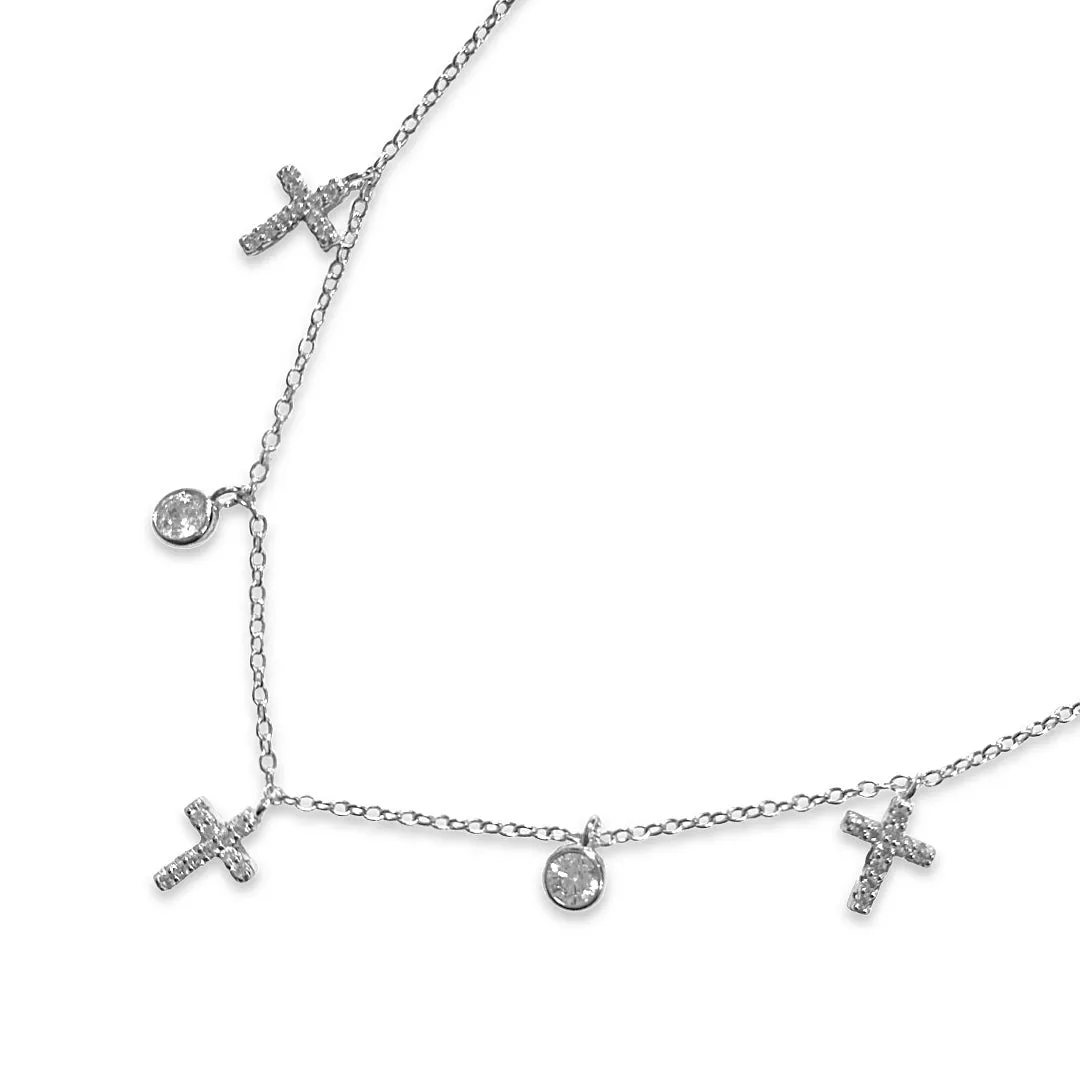 Cross Charm Bezel Anklet