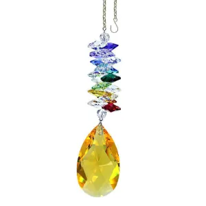 Crystal Ornament Light Topaz Crystal Almond Prism Colorful Swarovski Crystals 5-inch