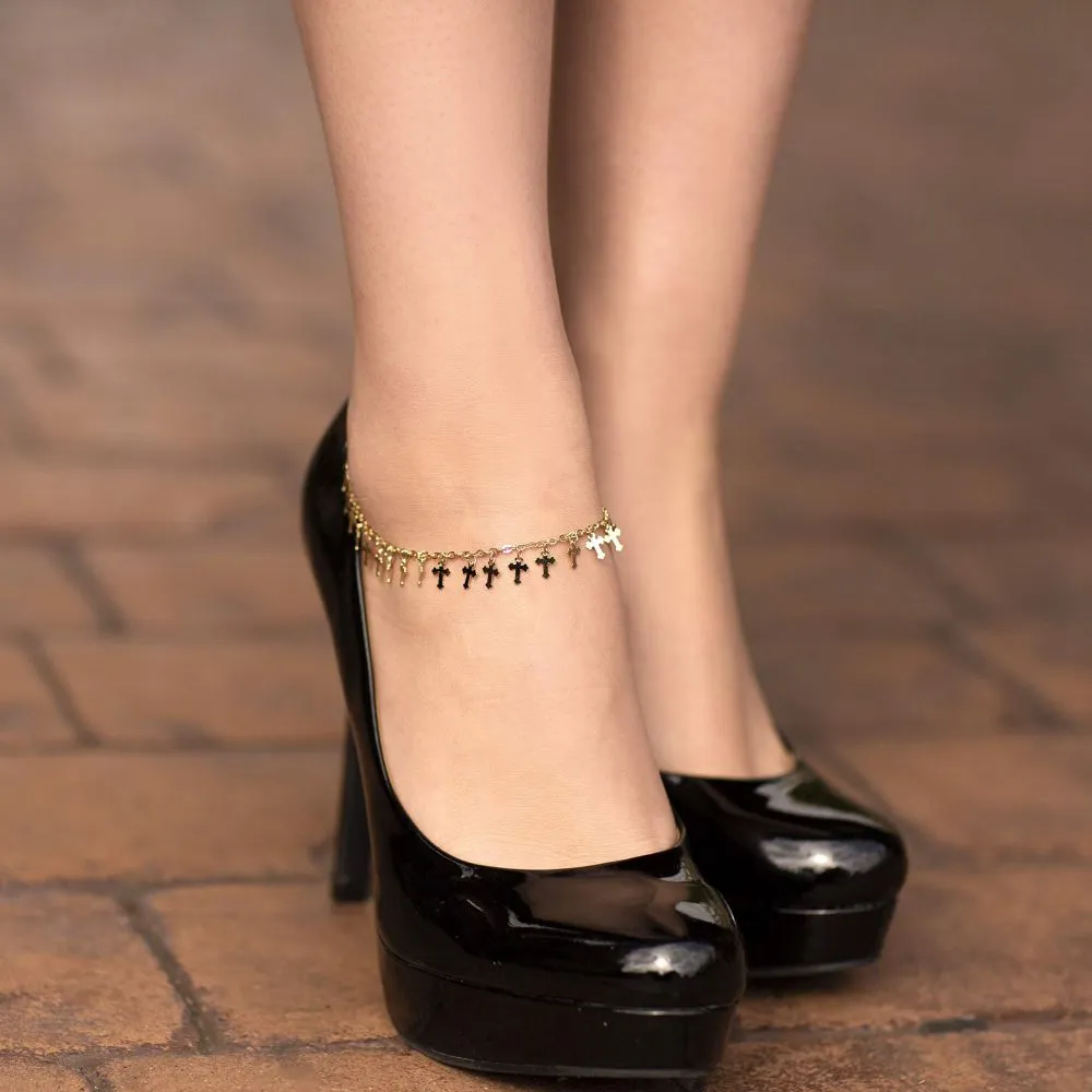 Dangling Crosses Anklet