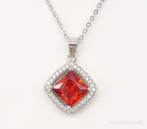 Designer Ryze Red & White Cubic Zirconia Sterling Silver Necklace