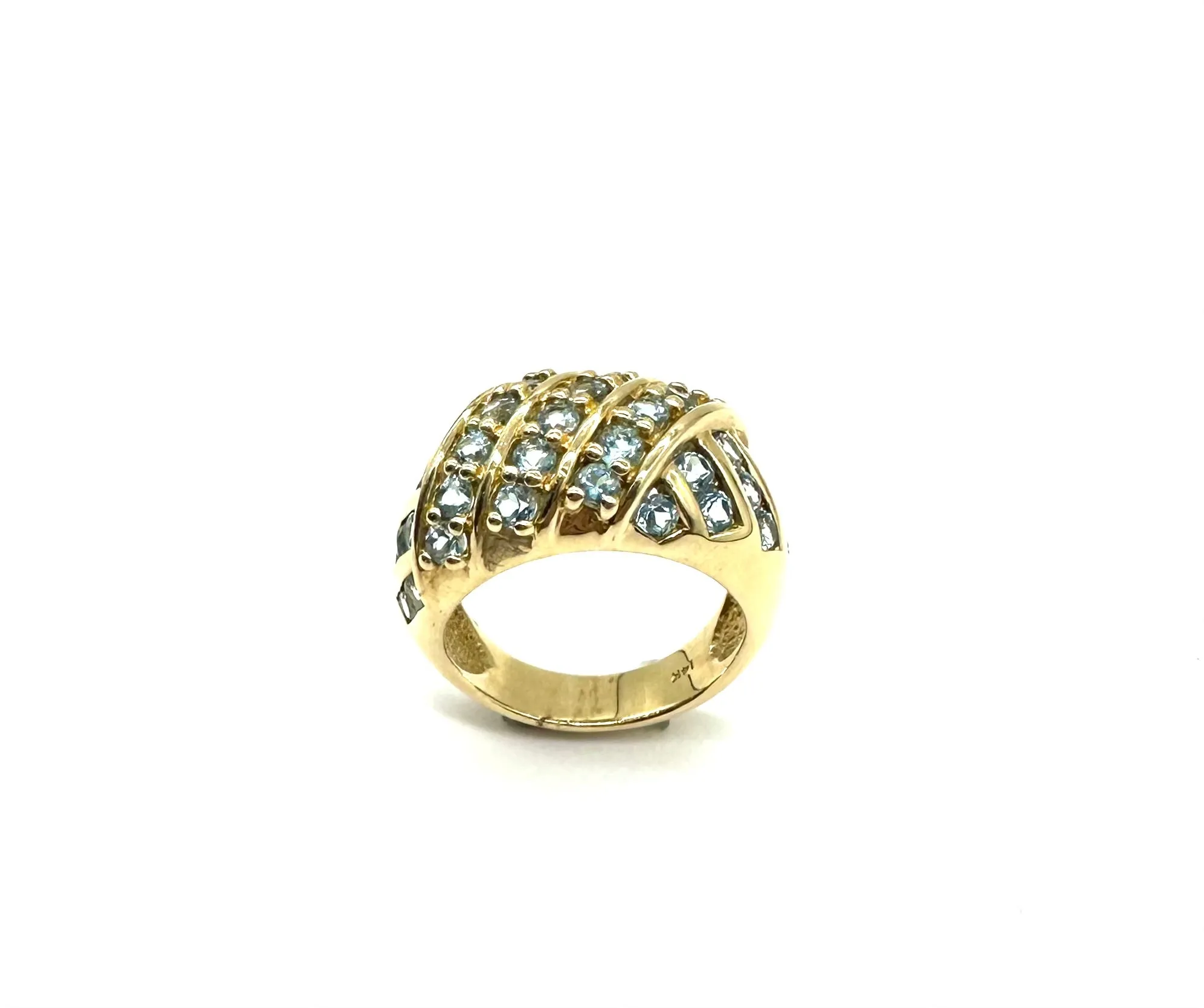 Diagonal Channel Set Blue Topaz Ring