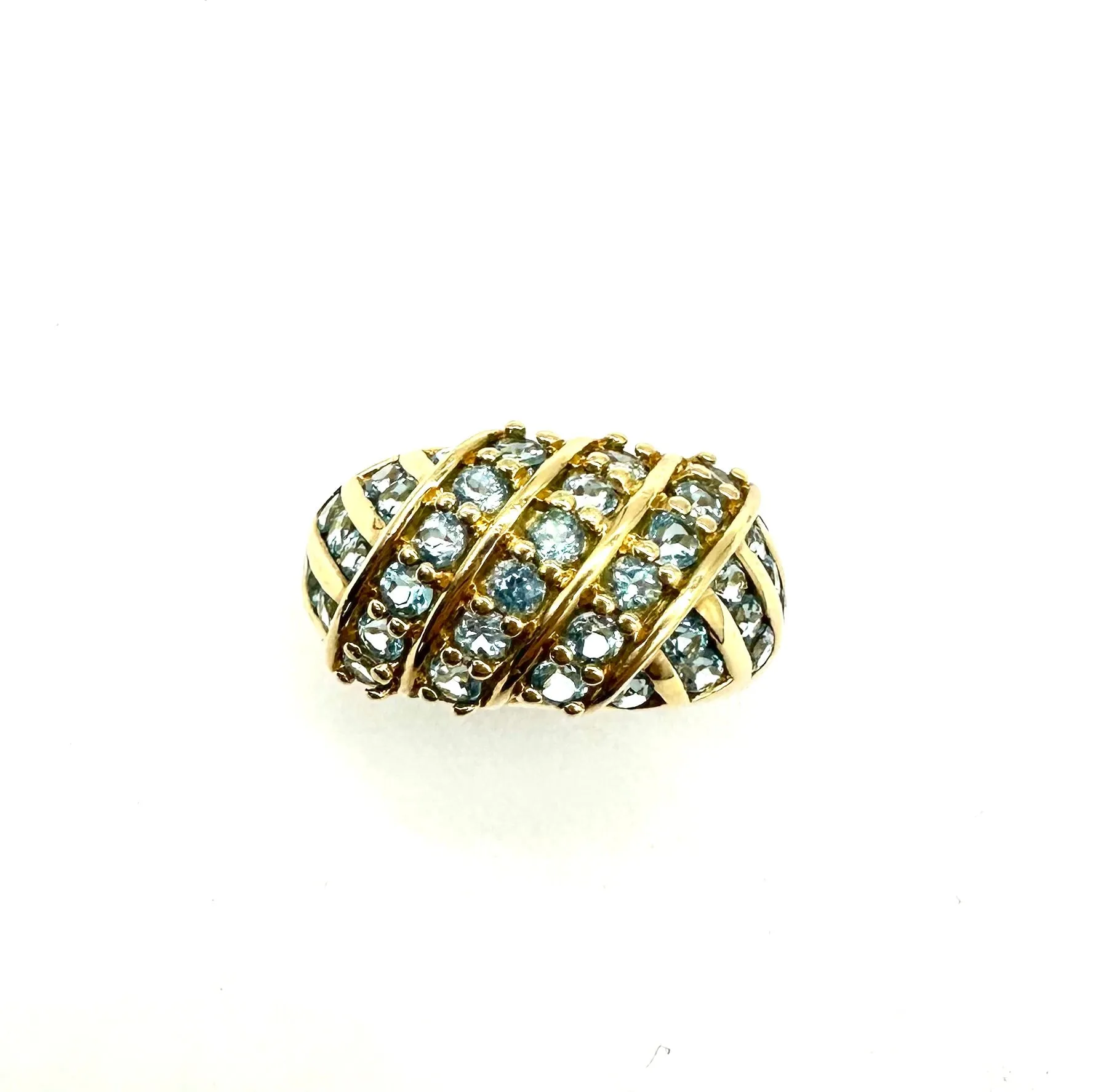 Diagonal Channel Set Blue Topaz Ring